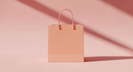 Shopping bag on pastel pink background. 3D rendering.の素材