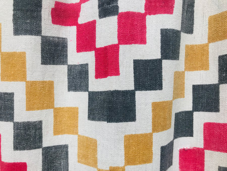 Colorful checkered fabric as a background, closeup of photoの写真素材