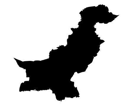 Map of Pakistan in black. Detailed, Mercator projection.の素材