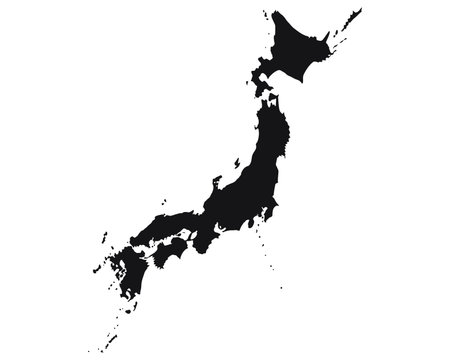Map of Japan. Black and white. Mercator Projection.の素材