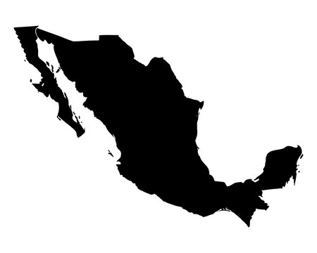 Black Map of Mexico on a white background. Vector Illustration.の素材