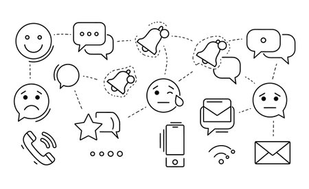 Communication icons set. Outline illustration of communication icons for webの素材