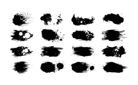 Set of black grunge brush strokes. Vector illustration. Grunge texture.の素材