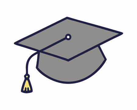 Graduation cap line and fill style icon design, University education school college academic ceremony degree and student theme Vector illustrationの素材