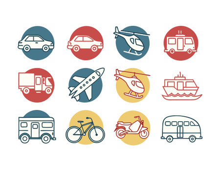 transport icons set over white background, flat style, vector illustrationの素材