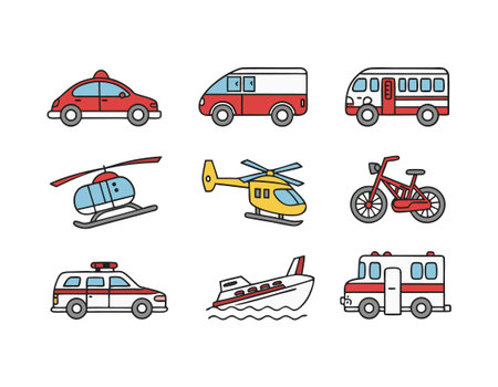 Set of transport icons. Vector illustration in a flat design. Transport icons.の素材