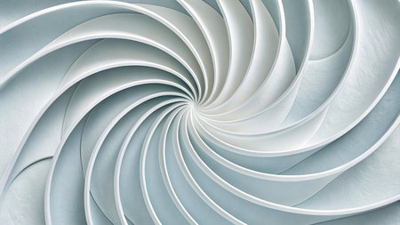 Abstract 3d rendering of white spiral background. Creative design concept.の素材
