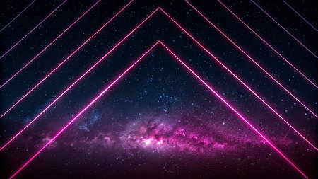 Neon lines in space. Abstract background. 3D rendering.の素材