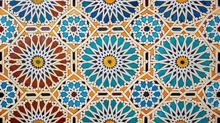 Azulejos portuguese tile pattern background. Colorful azulejos portuguese tile pattern.の素材