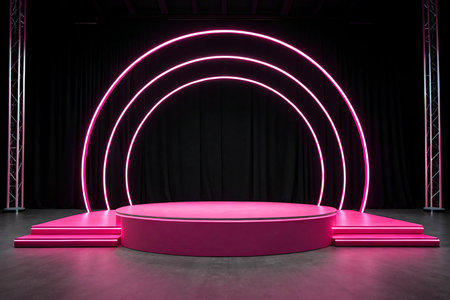 Abstract scene podium mockup. Award ceremony concept. 3d renderの素材