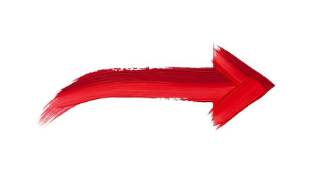 Red arrow isolated on a white background. Vector illustration of a brush stroke.の素材