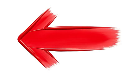 Red arrow isolated on white background. 3d rendering. Computer generated image.の素材