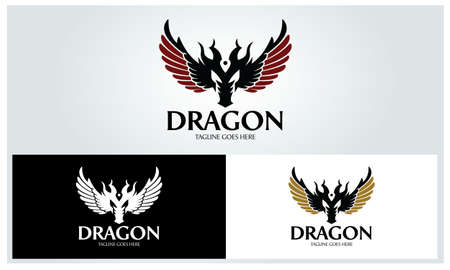 Dragon logo design template. Vector illustrationのイラスト素材