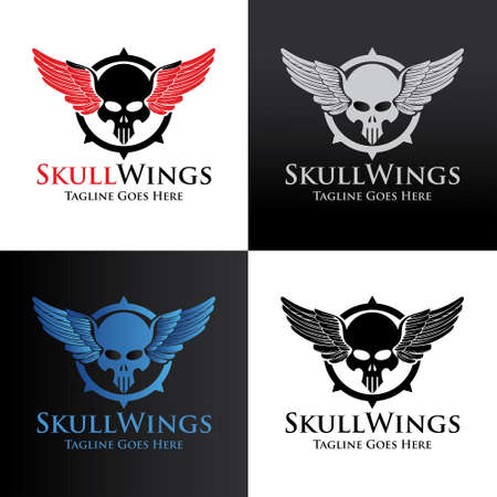 Dark skull logo design template. Vector illustrationのイラスト素材
