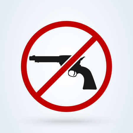 Prohibiting sign for gun icon. No gun sign. Vector illustrationのイラスト素材