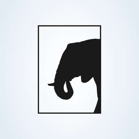Black elephant silhouette icon vector. isolated on white backgroundのイラスト素材