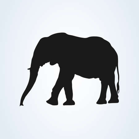 Black elephant silhouette icon vector. isolated on white backgroundのイラスト素材