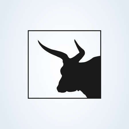 bull, ox icon vector black silhouette. isolated on white backgroundのイラスト素材