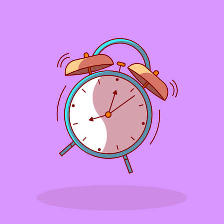 Vector Alarm clock wake-up time isolated in line flat style.のイラスト素材