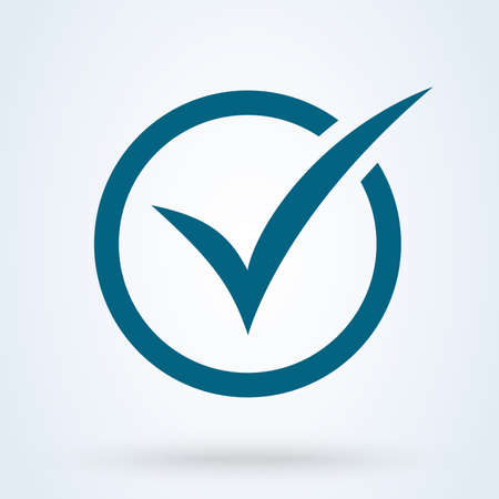 Blue check mark icon. Tick symbol in blue color, vector illustration.のイラスト素材