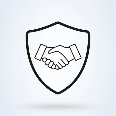 Handshake shield security icon vector illustration. Commitment Businessのイラスト素材