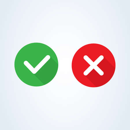 Check mark and X mark icon symbol vector iconのイラスト素材