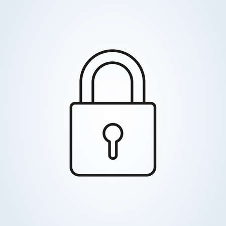 lock line icon, outline vector illustration, linear pictogram isolated on whiteのイラスト素材