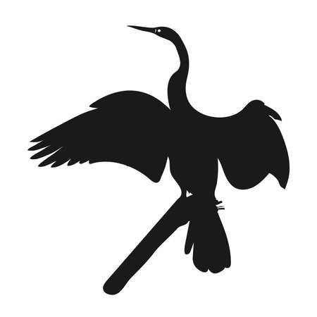 Silhouette icon crane. Vector illustration. crane bird silhouetteのイラスト素材