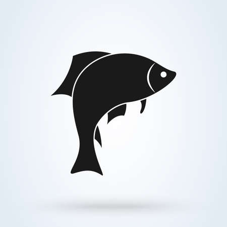fish silhouette icon isolated on white background. Vector illustrationのイラスト素材