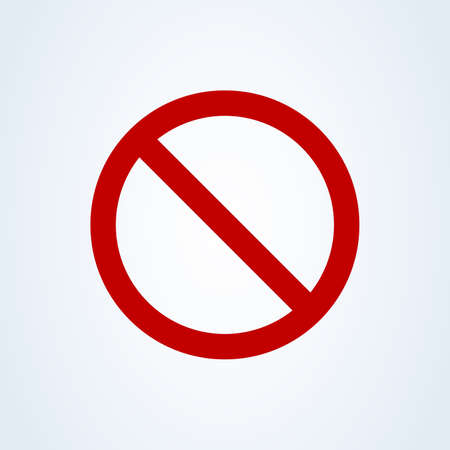 Forbidden sign red flat style. Vector illustration icon isolated on white backgroundのイラスト素材