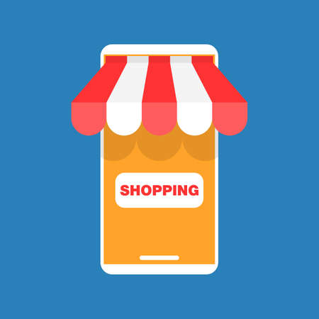 Mobile Online Shopping vector. Simple modern icon design illustration.のイラスト素材