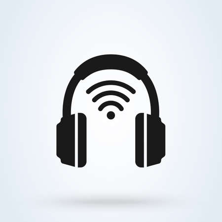headphone with wifi and wireless vector. Simple modern icon design illustration.のイラスト素材