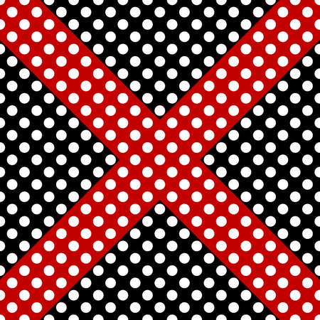 Black,white and red seamless polka dot pattern. cross or plus sign. vector modern design illustrationのイラスト素材