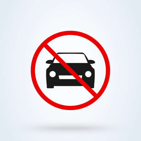 no car entry. car forbidden Simple vector modern icon design illustration.のイラスト素材