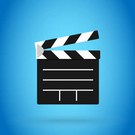 Clapperboard vector illustration isolated on blue color backgroundのイラスト素材