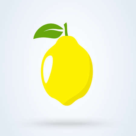 Whole lemon with leaves. Simple vector modern design illustration.のイラスト素材