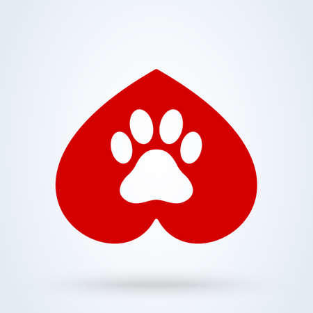 paw, Animal footprint in love symbol. Simple vector modern icon design illustration.のイラスト素材