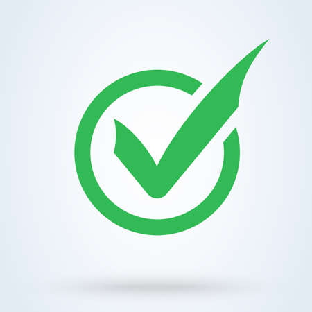 Green check mark icon in a circle. Tick symbol in green color, vector illustrationのイラスト素材