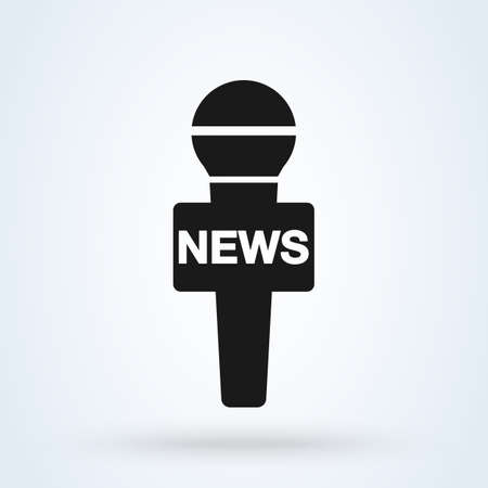 news, reporter microphone. Simple vector modern icon design illustration.のイラスト素材