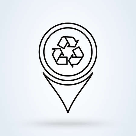 Refresh Map Marker. line art Location pointer Simple vector modern icon design illustration.のイラスト素材