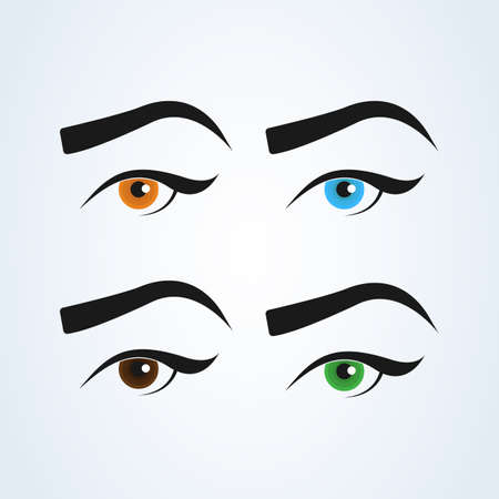 Female eye and eyebrow set. Simple vector modern design illustration.のイラスト素材