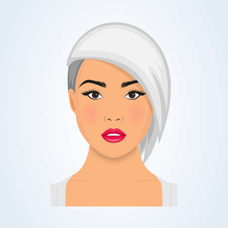 vector, illustration of women bun hair style. sexy woman face and  beautiful hairstyleのイラスト素材