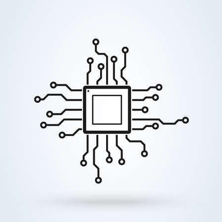 Processor Chip. CPU Microprocessor vector modern icon design illustrationのイラスト素材