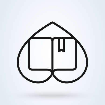 heart book and love line. vector modern icon design illustrationのイラスト素材
