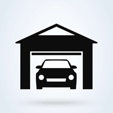 Garage with car logo. vector modern icon design illustrationのイラスト素材