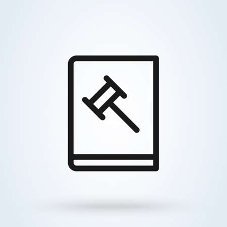 judge gavel book line. Simple vector modern icon design illustrationのイラスト素材