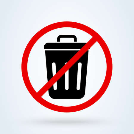 Trash Can, Rubbish Bin forbidden, no. vector modern icon design illustration.のイラスト素材