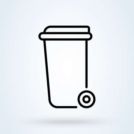 Wheelie bin line Simple vector modern icon design illustration.のイラスト素材
