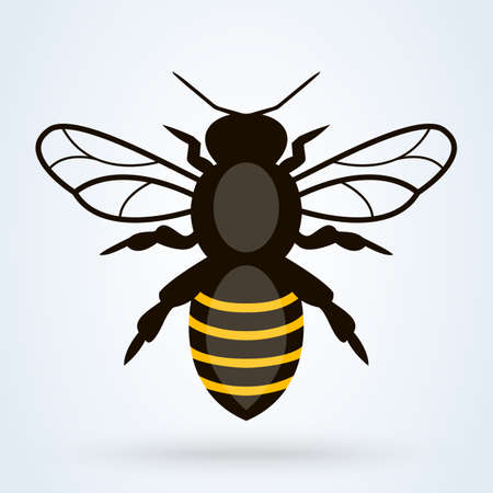 Queen bee and honey bee. Cute bee icon logo vectorのイラスト素材