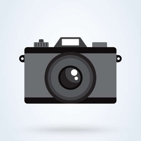 digital Photo camera flat vector. Retro photography equipment DSLR.のイラスト素材